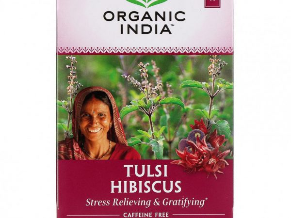 Organic India, Tulsi Tea, гибискус, без кофеина, 18 пакетиков для заваривания, 36 г (1,27 унции)