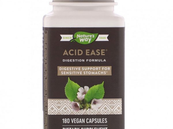 Nature's Way, Acid Ease, Формула пищеварения, 180 веганских капсул