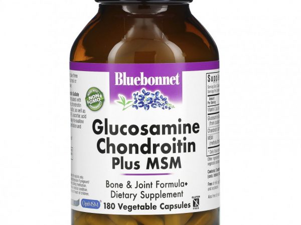 Bluebonnet Nutrition, глюкозамин, хондроитин и МСМ, 180 вегетарианских капсул