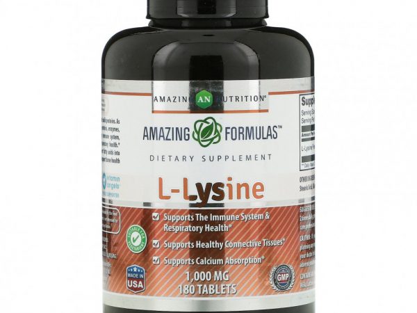 Amazing Nutrition, L-лизин, 1000 мг, 180 таблеток