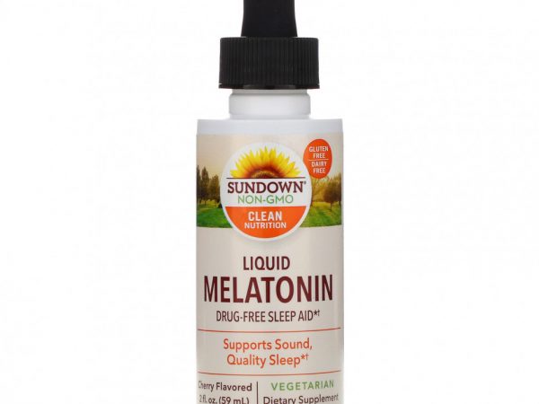 Sundown Naturals, Жидкий мелатонин, Со вкусом вишни, 2 ж. унц.(59 мл)