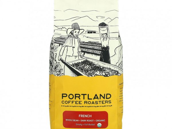 Portland Coffee Roasters, Органический кофе, цельные зерна, темная обжарка, французский, 907 г (2 фунта)