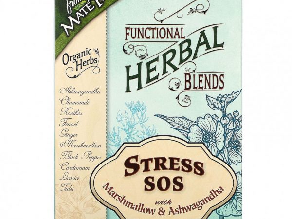 Mate Factor, Stress SOS с зефиром и ашвагандой, без кофеина, 20 чайных пакетиков, 60 г (2,12 унции)