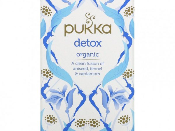 Pukka Herbs, Детокс, чай из аниса, фенхеля и кардамона органического происхождения, без кофеина, 20 пакетиков травяного чая, 1,41 унции (40 г)