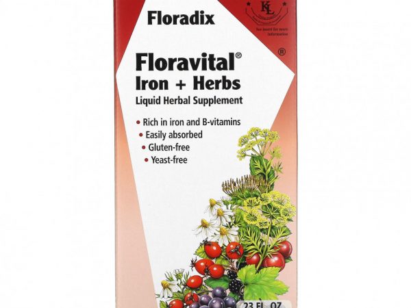 Gaia Herbs, Floradix, железо и травы Floravital, 23 жидк. унции (700 мл)
