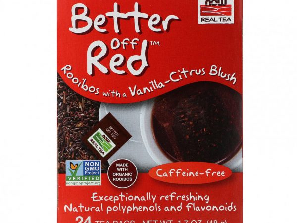NOW Foods, Real Tea, Better Off Red, без кофеина, 24 чайных пакетика, 48 г (1,7 унции)