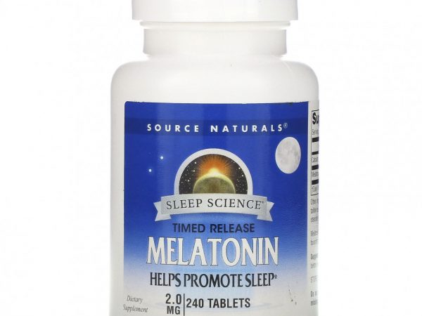 Source Naturals, Мелатонин с замедленным высвобождением, 2 мг, 240 таблеток