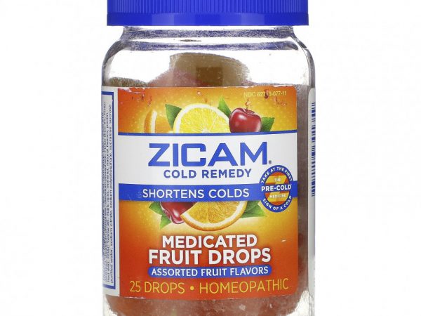 Zicam, Средство от простуды, фруктовые капли с лекарством, фруктовое ассорти, 25 капель