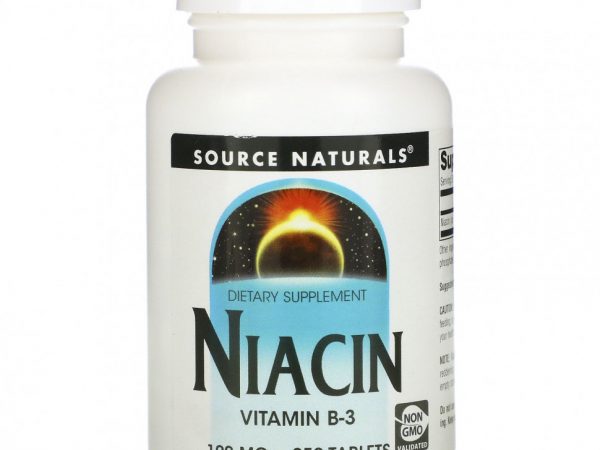 Source Naturals, ниацин, 100 мг, 250 таблеток