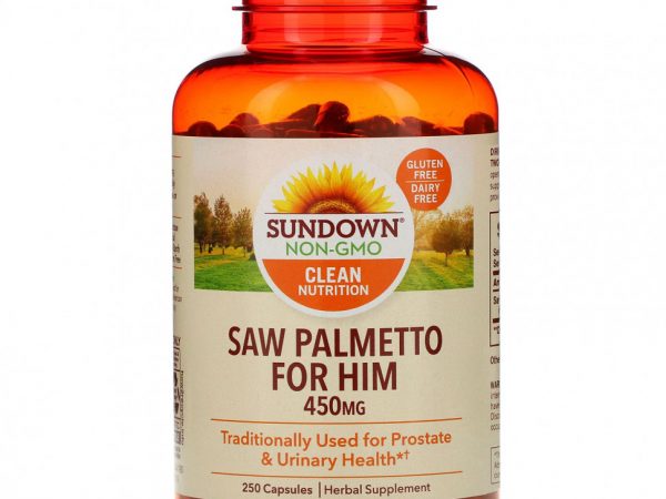 Sundown Naturals, Цельное растение, пальма сереноа, 450 мг, 250 капсул
