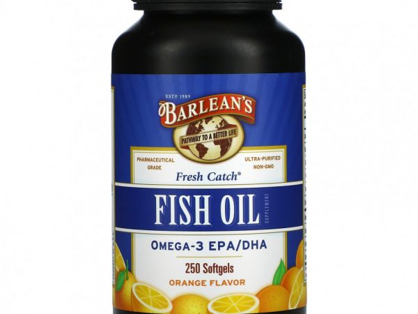 Barlean's, Fresh Catch, добавка с рыбьим жиром, омега-3 ЭПК/ДГК, со вкусом апельсина, 250 мягких желатиновых капсул