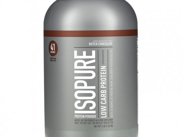 Isopure, Протеиновый порошок с низким содержанием углеводов, голландский шоколад, 3 фунта (1361 г)