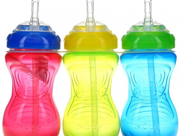 Nuby, No Spill Flex Straw Cups, 12+ M, 3 Pack, 10 oz (300 ml) Each