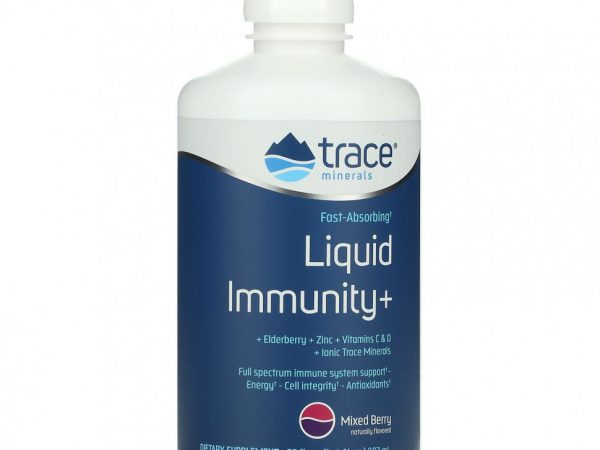 Trace Minerals ®, Быстро впитывающаяся жидкость Immunity +, ягодное ассорти, 887 мл (30 жидк. Унций)