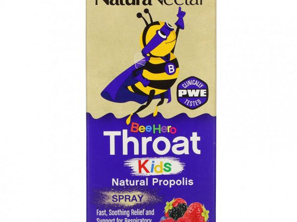 NaturaNectar, Bee Hero Throat Kids, Натуральный спрей с прополисом, Berry Blast, 30 мл