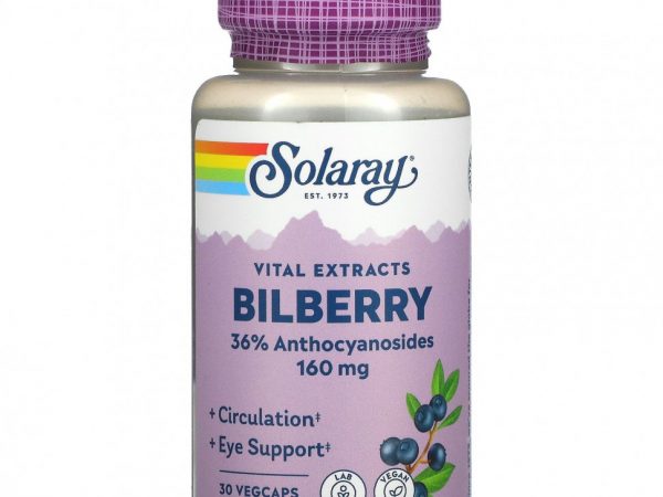 Solaray, важные экстракты, черника, 160 мг, 30 капсул VegCaps
