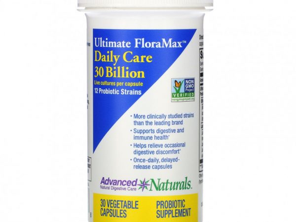 Advanced Naturals, Ultimate FloraMax, ежедневный уход, 30 млрд, 30 растительных капсул