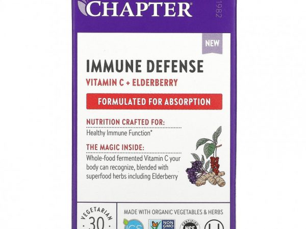 New Chapter, Immune Defense, витамин C и бузина, 30 вегетарианских таблеток