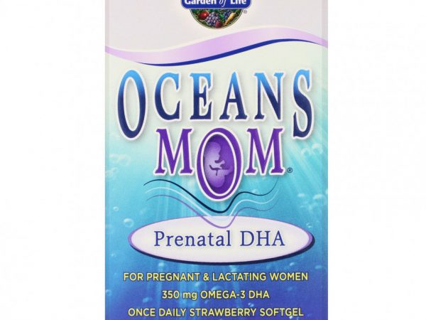 Garden of Life, Oceans Mom, пренатальная ДГК со вкусом клубники, 30 мягких желатиновых капсул