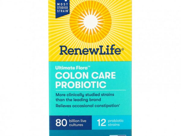 Renew Life, Ultimate Flora, пробиотик для ухода за кишечником, 80 млрд живых культур, 30 вегетарианских капсул