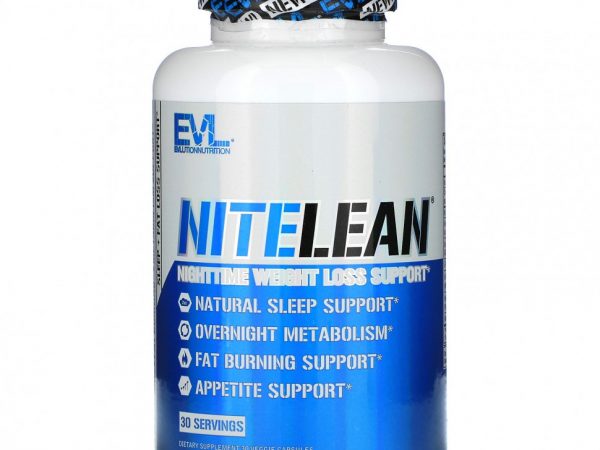 EVLution Nutrition, NiteLean, поддержка для снижения веса в ночное время, 30 растительных капсул