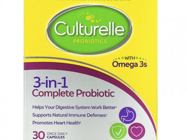 Culturelle, Пробиотики, полный пробиотик 3 в 1 с омега-3, 30 капсул для приема один раз в день