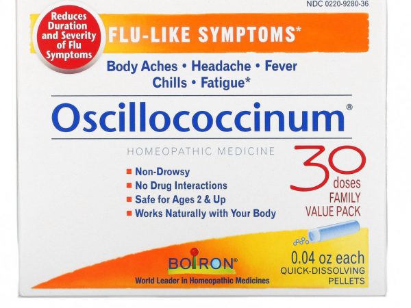 Boiron, Oscillococcinum, средство для облегчения симптомов гриппа, для особ старше 2 лет, 30 быстрорастворимых гранул по 1,13 г (0,04 унции)
