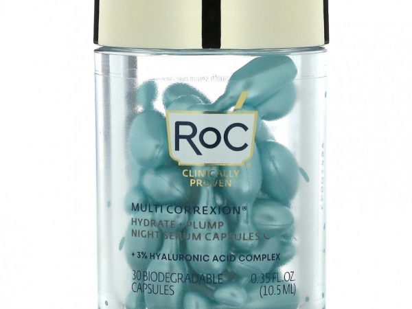 RoC, Multi Correxion, ночная сыворотка в капсулах, увлажнение и упругость, без аромата, 30 биоразлагаемых капсул