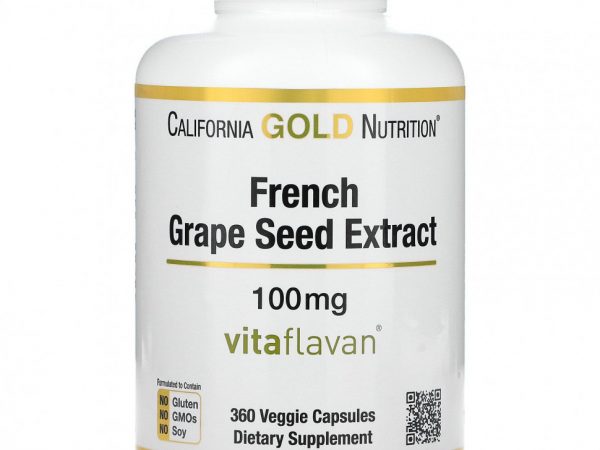 California Gold Nutrition, VitaFlavan, экстракт косточек французского винограда, полифенольный антиоксидант, 100 мг, 360 вегетарианских капсул