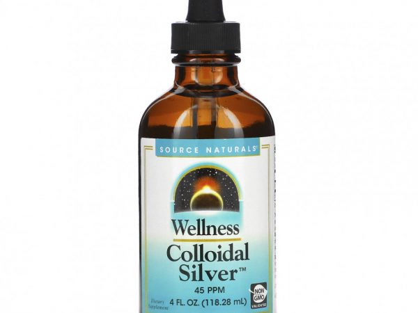 Source Naturals, Коллоидное серебро для хорошего самочувствия, 45 PPM, 118,28 мл (4 жидкие унции)