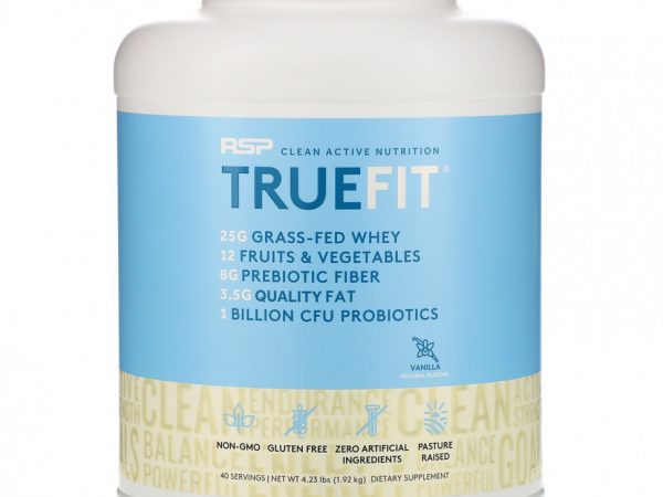 RSP Nutrition, TrueFit, Grass-Fed Whey Protein Shake, Vanilla, 4.23 lbs (1.92 kg)