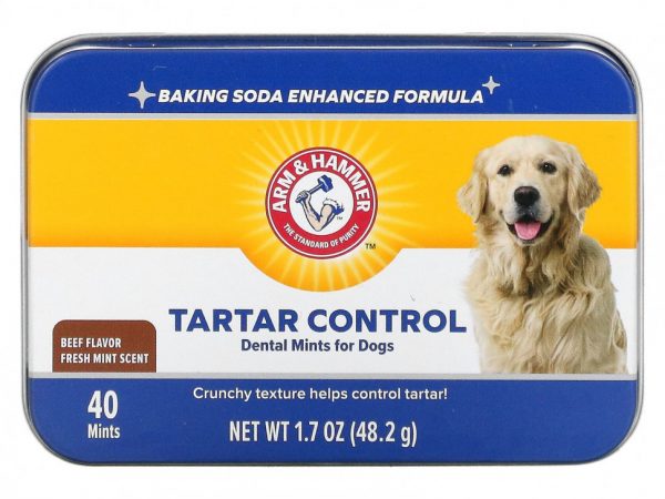 Arm & Hammer, Tartar Control Dental Mints для собак, аромат свежей мяты, говядина, 40 мят