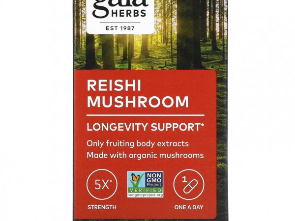 Gaia Herbs, Гриб рейши, 40 веганских капсул