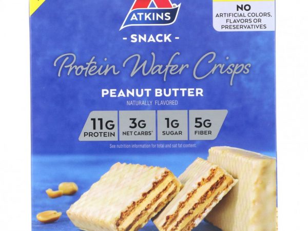 Atkins, протеиновые вафли, арахисовая паста, 5 шт., 36 г (1,27 унции) каждая