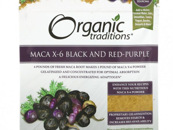 Organic Traditions, Maca X-6, черная и красно-фиолетовая, 150 г (5,3 унции)