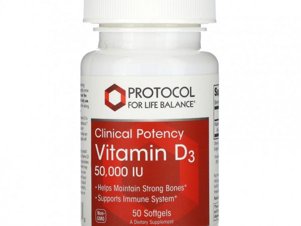 Protocol for Life Balance, Vitamin D3, Clinical Potency , 50,000 IU, 50 Softgels