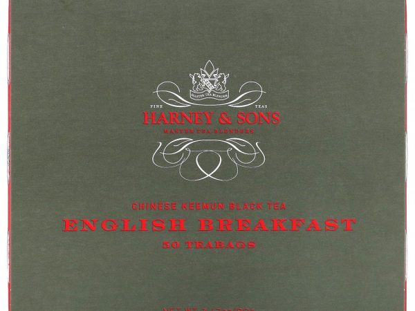 Harney & Sons, Китайский черный чай кимун, английский завтрак, 50 чайных пакетиков, 90 г (3,17 унции)