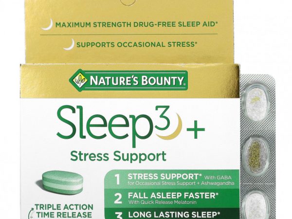 Nature's Bounty, Sleep3 +, средство для снятия стресса, 56 трехслойных таблеток