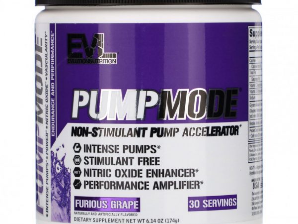 EVLution Nutrition, PumpMode, Non-Stimulant Pump Accelerator, яростный виноград, 174 г (6,14 унции)