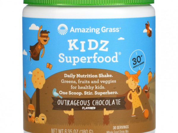 Amazing Grass, Kidz Superfood, со вкусом «Невероятный шоколад», 180 г (6,35 унции)