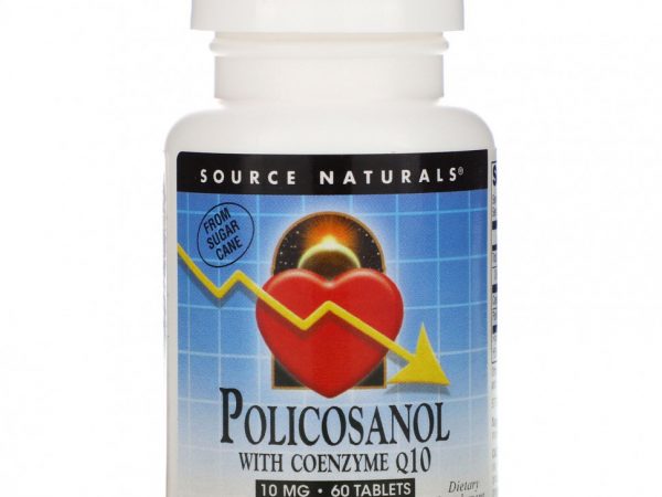Source Naturals, Поликосанол с ферментом Q10 10 мг, 60 таблеток