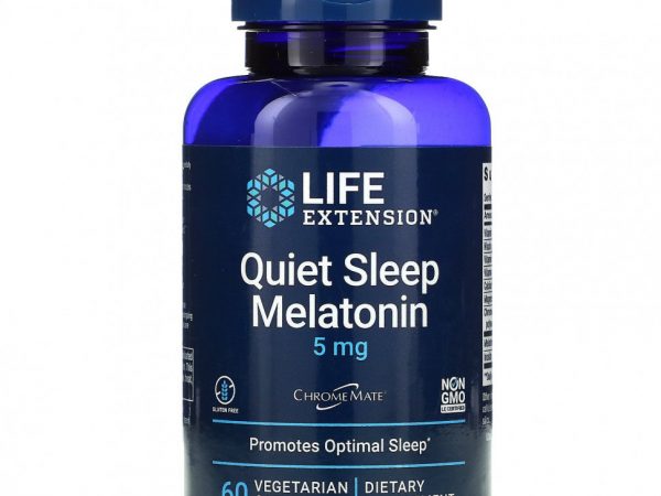 Life Extension, Quiet Sleep, мелатонин, 5 мг, 60 растительных капсул