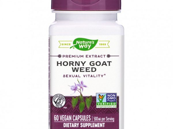 Nature's Way, Horny Goat Weed, 500 мг, 60 веганских капсул