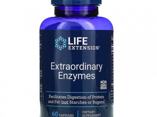 Life Extension, дополнительные ферменты, 60 капсул