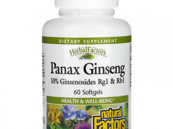 Natural Factors, женьшень обыкновенный (Panax ginseng), 30 мягких таблеток