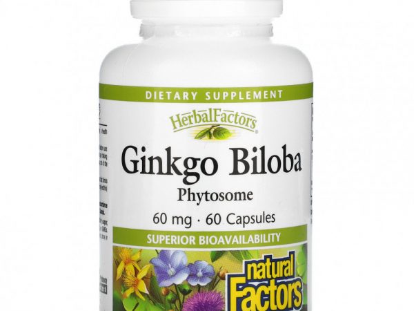 Natural Factors, фитосомы гинкго билоба, 60 мг, 60 капсул