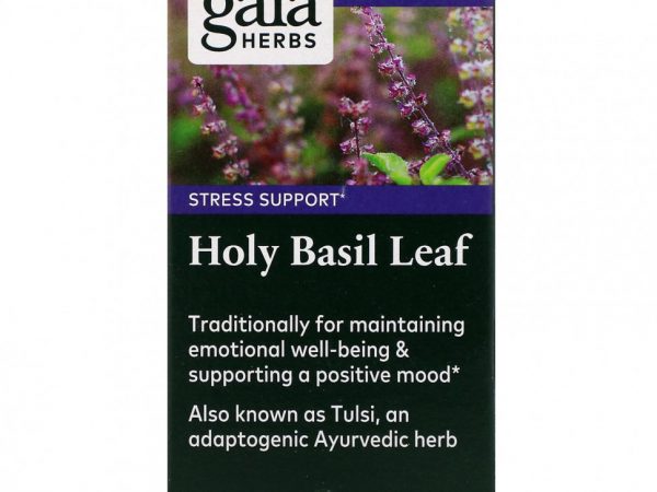 Gaia Herbs, лист базилика священного, 60 веганских фито-капсул с жидкостью