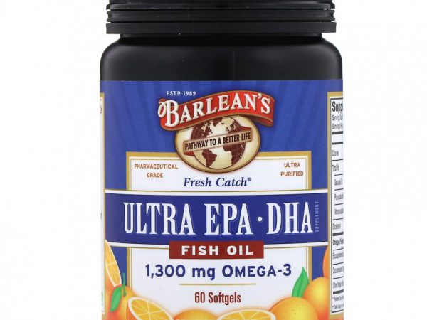 Barlean's, Рыбий жир из свежего улова, омега-3, ультра-ЭПК / ДГК, апельсиновый вкус, 60 мягких таблеток
