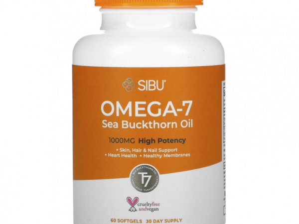 Sibu Beauty, Sea Berry Therapy, поддержка омега-7, облепиховое масло, 60 мягких желатиновых капсул