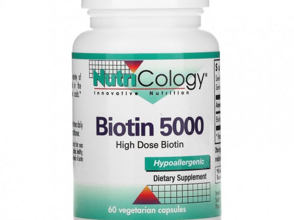 Nutricology, Биотин 5000, 60 вегетарианских капсул